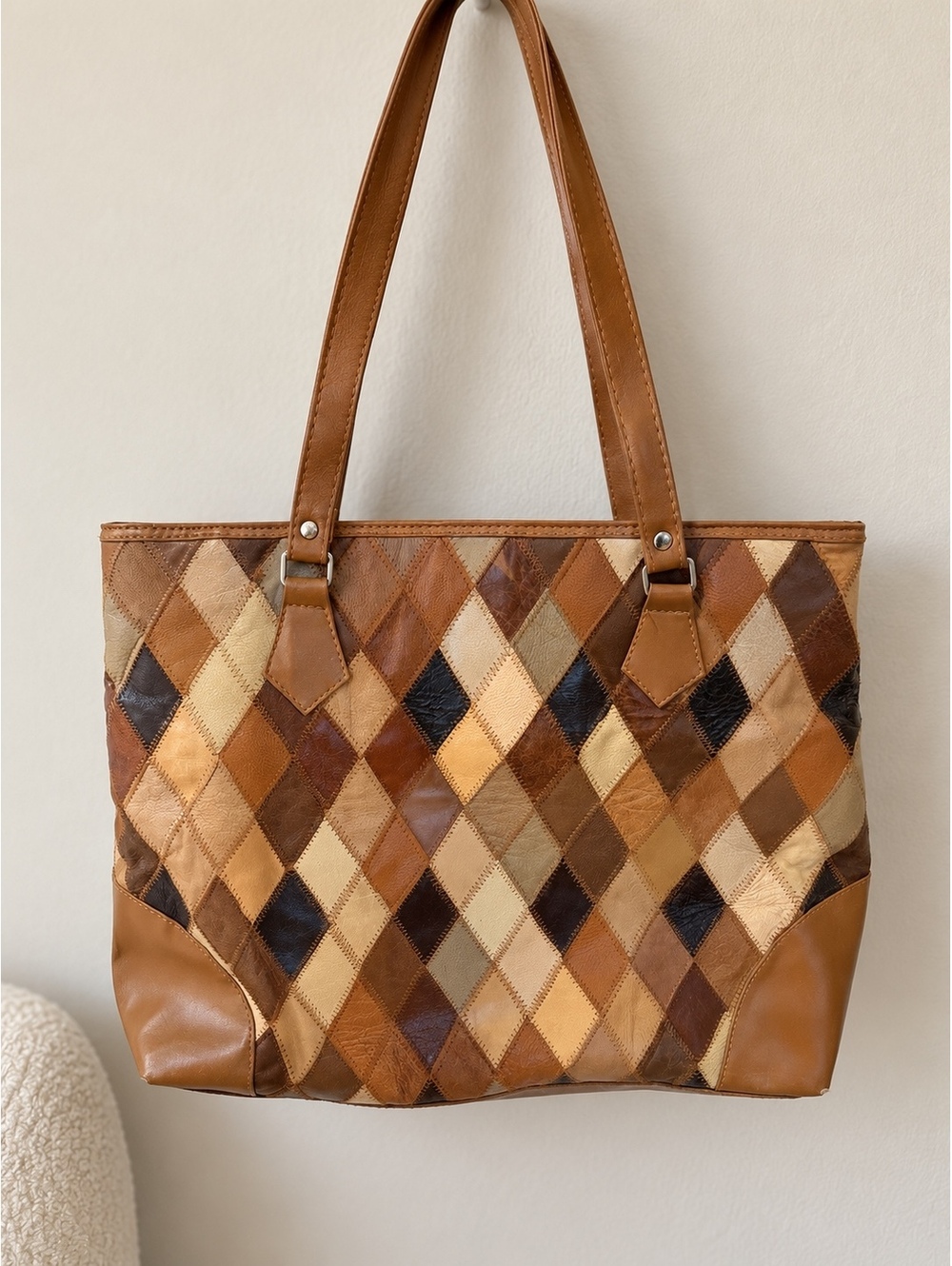 Vintage Gold Coast Leather Patchwork Tote